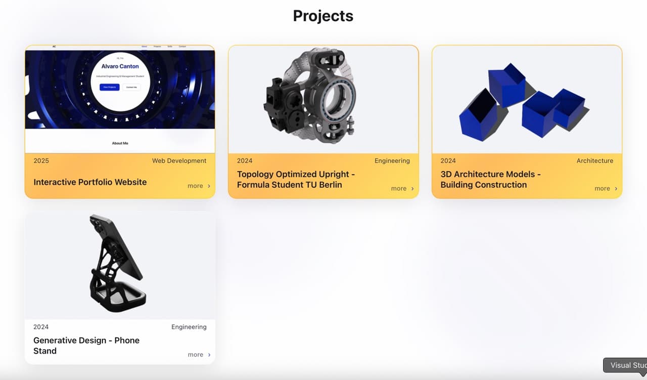 Homepage of the first version with the interactive 3D scene