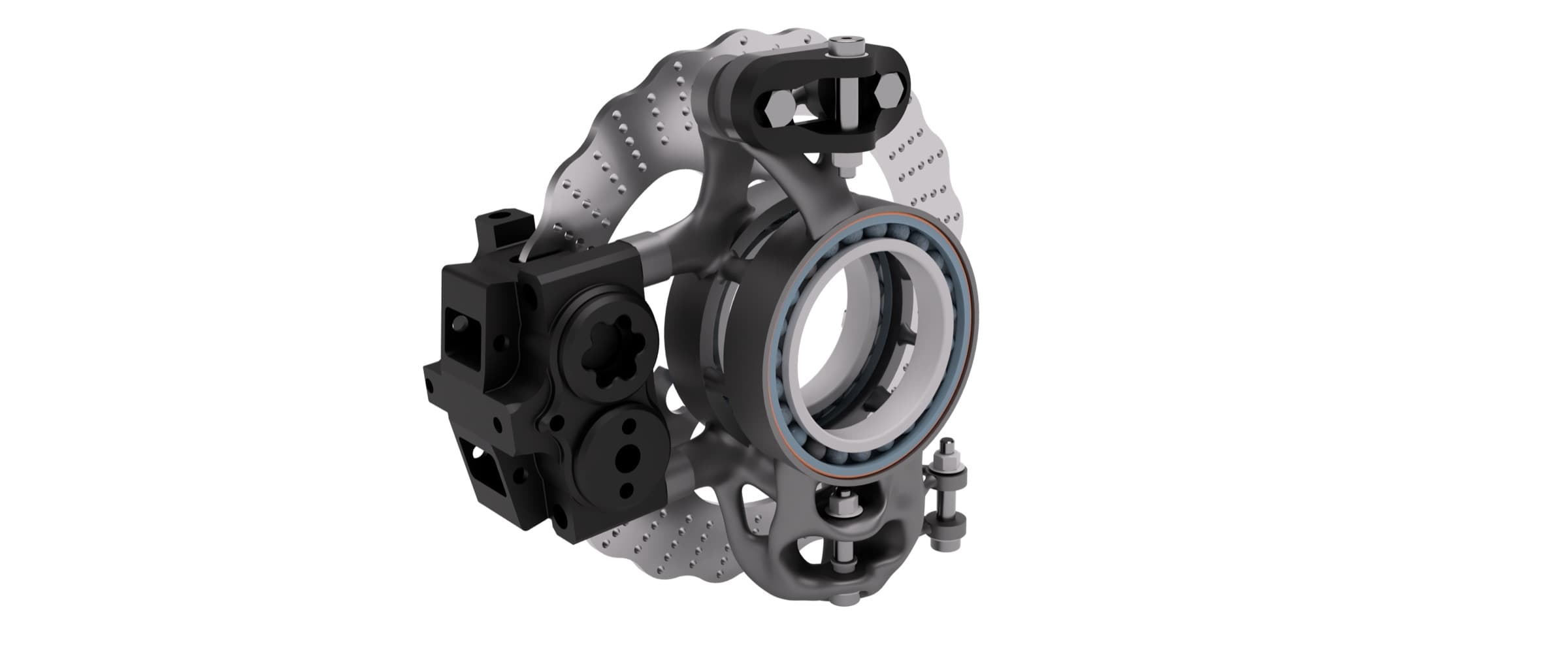 Upright assembly with bearing, brake disc and caliper
